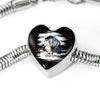 Tibetan Mastiff Dog Art Print Heart Charm Steel Bracelet