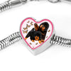 Tibetan Mastiff Dog Print Heart Charm Steel Bracelet