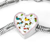 Dachshund Dog Art Print Heart Charm Steel Bracelet