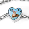 Toyger Cat Print Heart Charm Steel Bracelet