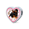 Tibetan Mastiff Dog Print Heart Charm Steel Bracelet