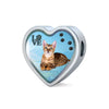 Toyger Cat Print Heart Charm Steel Bracelet