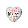 Siamese Cat Print Heart Charm Steel Bracelet