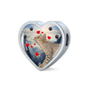 Ocicat Print Heart Charm Steel Bracelet