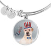 Labrador Retriever Texas Print Circle Pendant Luxury Bangle