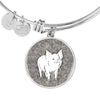 Cute Middle White Pig Print Circle Pendant Luxury Bangle