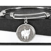Cute Middle White Pig Print Circle Pendant Luxury Bangle