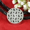 Labrador Retriever Pattern Print Circle Charm Leather Bracelet