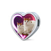 Turkish Van Cat Print Heart Charm Leather Woven Bracelet