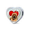 Tibetan Mastiff Print Heart Charm Braided Bracelet