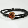 Tibetan Mastiff Dog Print Circle Charm Leather Bracelet