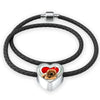 Tibetan Mastiff Print Heart Charm Braided Bracelet