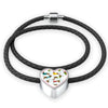 Dachshund Dog Art Print Heart Charm Leather Woven Bracelet