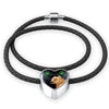 Staffordshire Bull Terrier Print Heart Charm Braided Bracelet