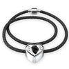 Nebelung Cat Print Heart Charm Leather Woven Bracelet