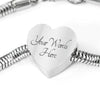 Toyger Cat Print Heart Charm Steel Bracelet