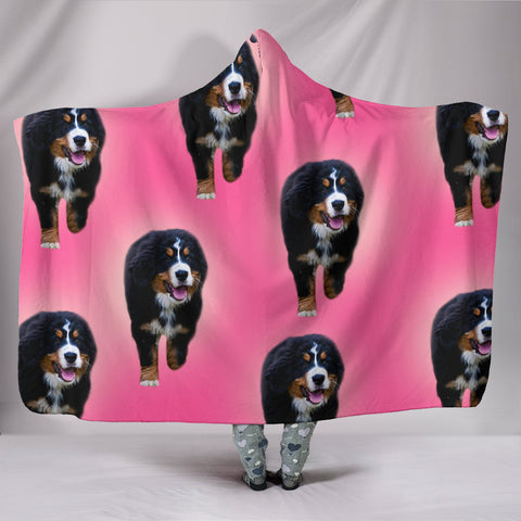 Racing Bernese Mountain Dog Print Hooded Blanket