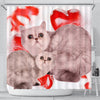 Exotic Shorthair Cat On Red Print Shower Curtains