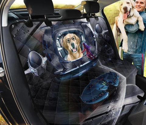 Golden Retriever In Spaceship Print Pet Seat Covers
