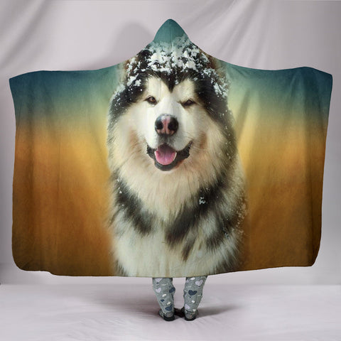 Alaskan Malamute Print Hooded Blanket