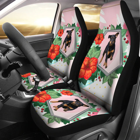 Rottweiler Floral Print Car Seat Covers