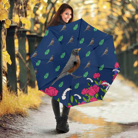 Cute American Robin Bird Patterns Print Umbrellas