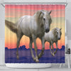 White Lusitano Horse Print Shower Curtain