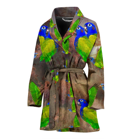 Blue Headed Parrot Art Print Women's Bath Robe