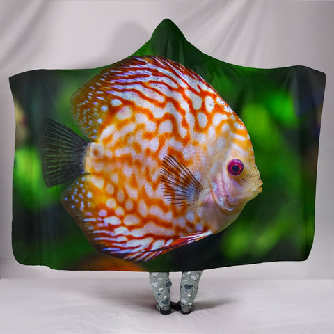 Discus Fish Print Hooded Blanket