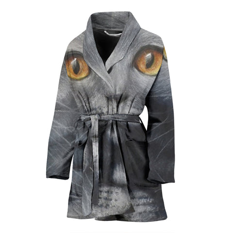 Russian Blue Cat Print Women's Bath Robe