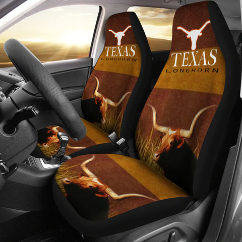 Amazing Texas Longhorn Cattle (Cow) Print Car Seat Covers