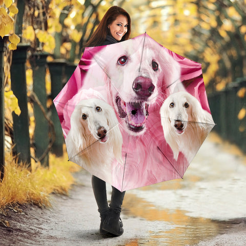 Afghan Hound On Pink Print Umbrellas