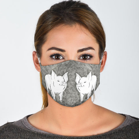 Large White Pig Print Face Mask