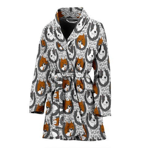 American Staffordshire Terrier Dog Pattern Print Women's Bath Robe