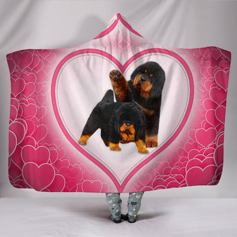 CuteTibetan Mastiff Puppies Print Hooded Blanket