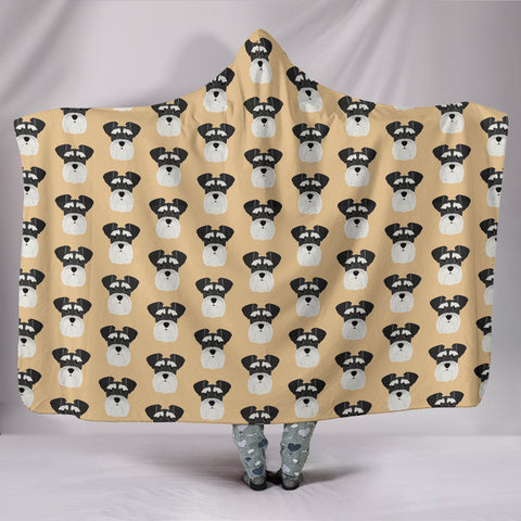 Miniature Schnauzer Pattern Print Hooded Blanket