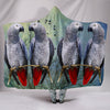 Lovely African Grey Parrot Print Hooded Blanket