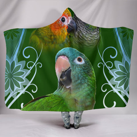 Conure Parrot Print Hooded Blanket