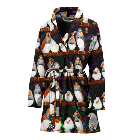 Zebra Finch Bird Pattern Print Women's Bath Robe