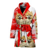 Pomeranian On White Print Women's Bath Robe