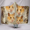 Lovely Golden Hamster Print Hooded Blanket