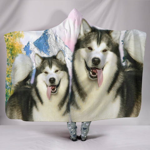 Amazing Alaskan Malamute Print Hooded Blanket