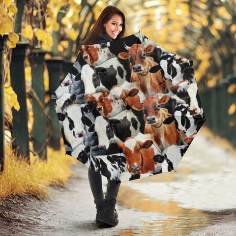 Holstein Friesian cattle (Cow) in Lots Print Umbrellas