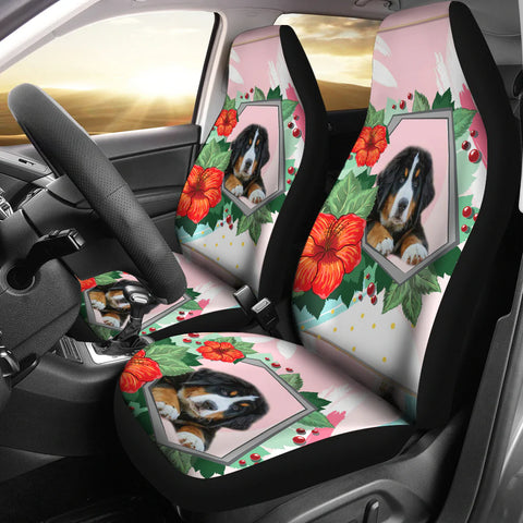 Bernese Mountain Dog Floral Print Car Seat Covers