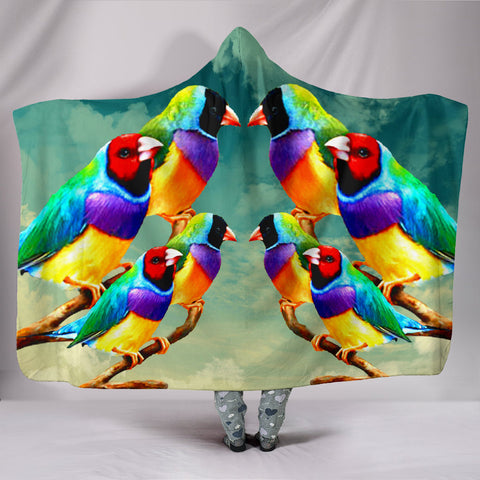 Gouldian Finch Bird Art Print Hooded Blanket