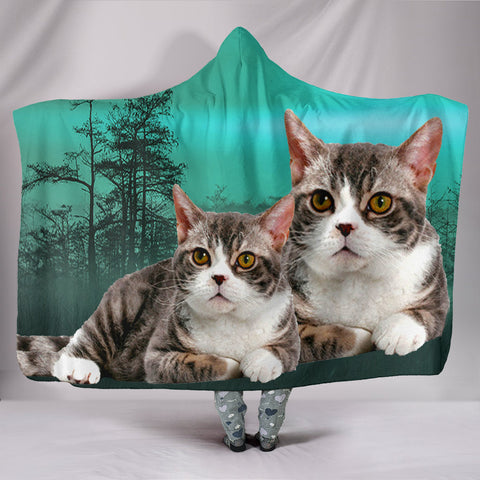 American Wirehair Cat Print Hooded Blanket