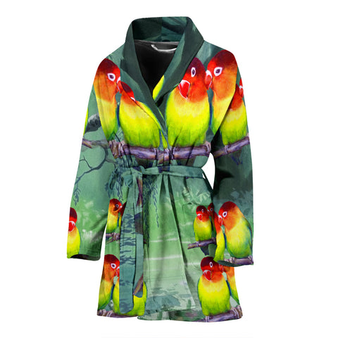 Cute LoveBird Art Print Women's Bath Robe