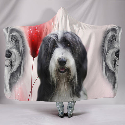 Bearded Collie Print Hooded Blanket