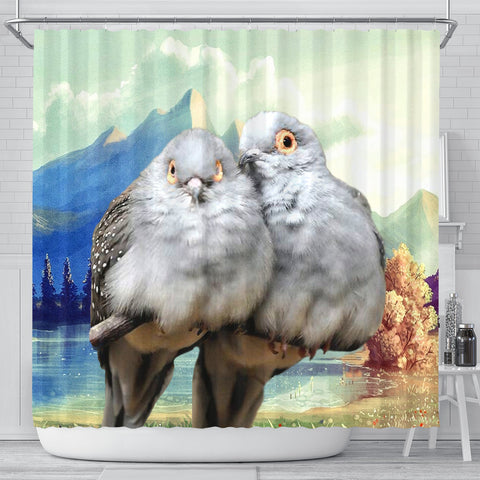 Diamond Dove Bird Print Shower Curtains