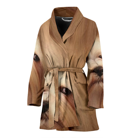 Lhasa Apso dog Print Women's Bath Robe